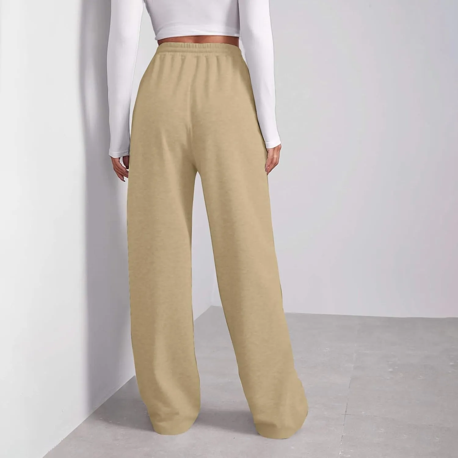 Pants for Women, Straight Leg Linen Pants High Waisted Cotton Wide Baggy