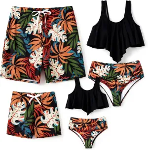 PATPAT Family Matching Swimsuits Two Piece Hawaiian Tropical Beach Bikini and Swim Trunks Set Mommy and Me Bathing Suits