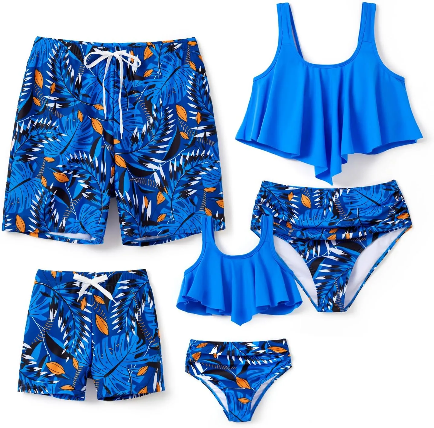 PATPAT Family Matching Swimsuits Two Piece Hawaiian Tropical Beach Bikini and Swim Trunks Set Mommy and Me Bathing Suits
