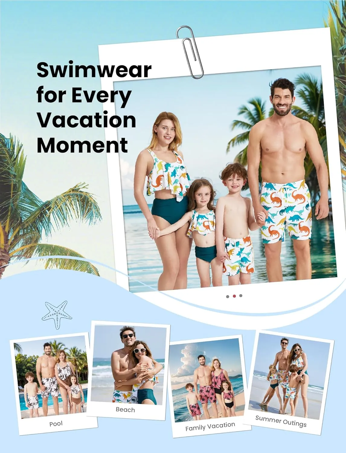 PATPAT Family Matching Swimsuits Two Piece Hawaiian Tropical Beach Bikini and Swim Trunks Set Mommy and Me Bathing Suits