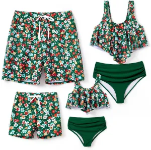 PATPAT Family Matching Swimsuits Two Piece Hawaiian Tropical Beach Bikini and Swim Trunks Set Mommy and Me Bathing Suits