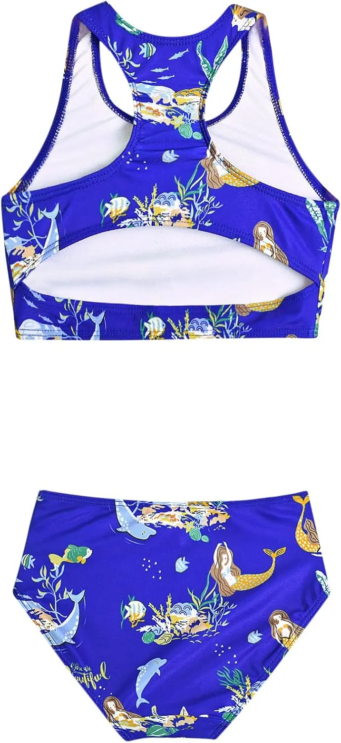 Perfashion Girls' Two-Piece Swimsuits Tankini Sets Swimwear Bathing Suit Beach Sport