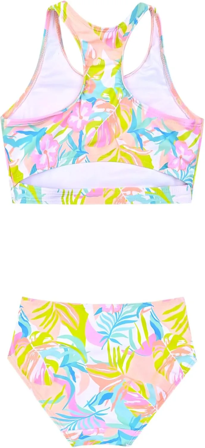 Perfashion Girls' Two-Piece Swimsuits Tankini Sets Swimwear Bathing Suit Beach Sport