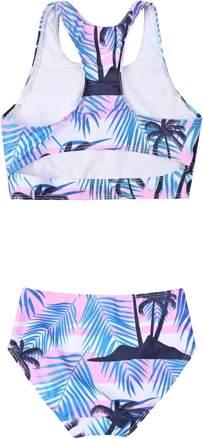Perfashion Girls' Two-Piece Swimsuits Tankini Sets Swimwear Bathing Suit Beach Sport