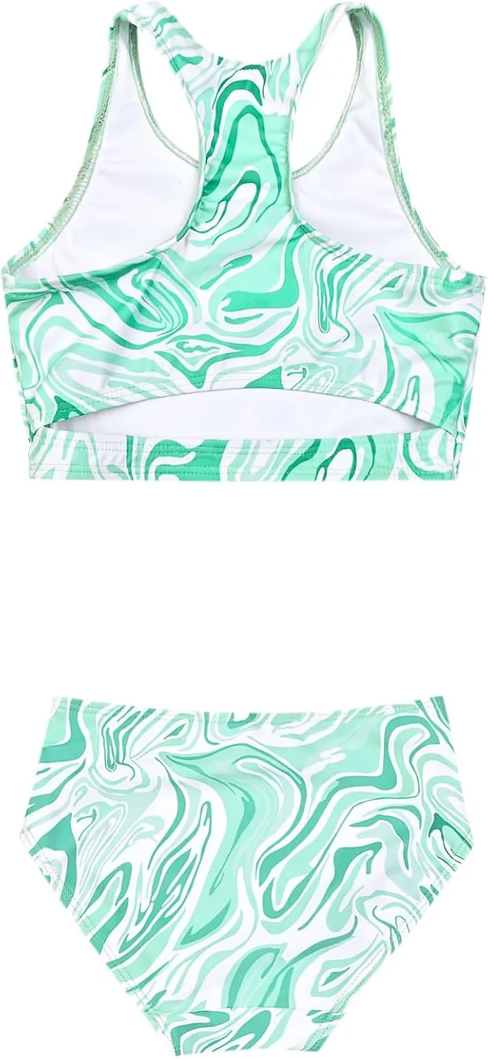 Perfashion Girls' Two-Piece Swimsuits Tankini Sets Swimwear Bathing Suit Beach Sport