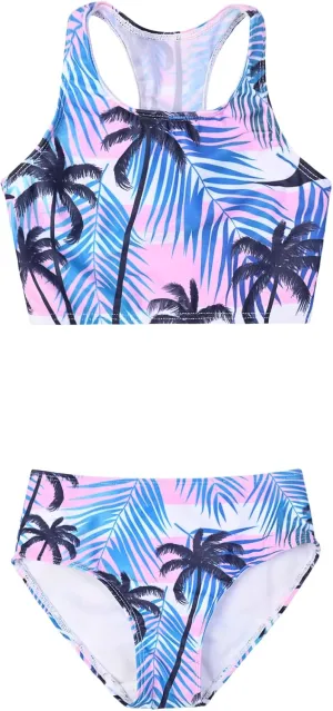 Perfashion Girls' Two-Piece Swimsuits Tankini Sets Swimwear Bathing Suit Beach Sport