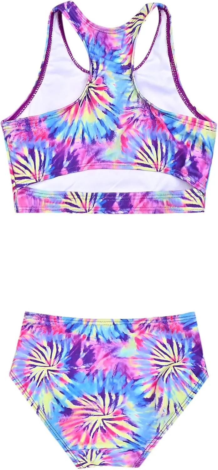 Perfashion Girls' Two-Piece Swimsuits Tankini Sets Swimwear Bathing Suit Beach Sport