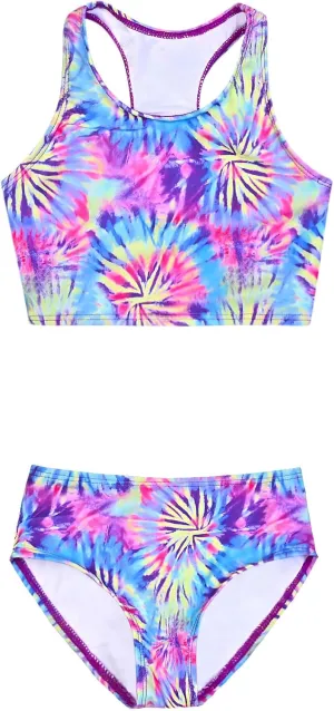 Perfashion Girls' Two-Piece Swimsuits Tankini Sets Swimwear Bathing Suit Beach Sport