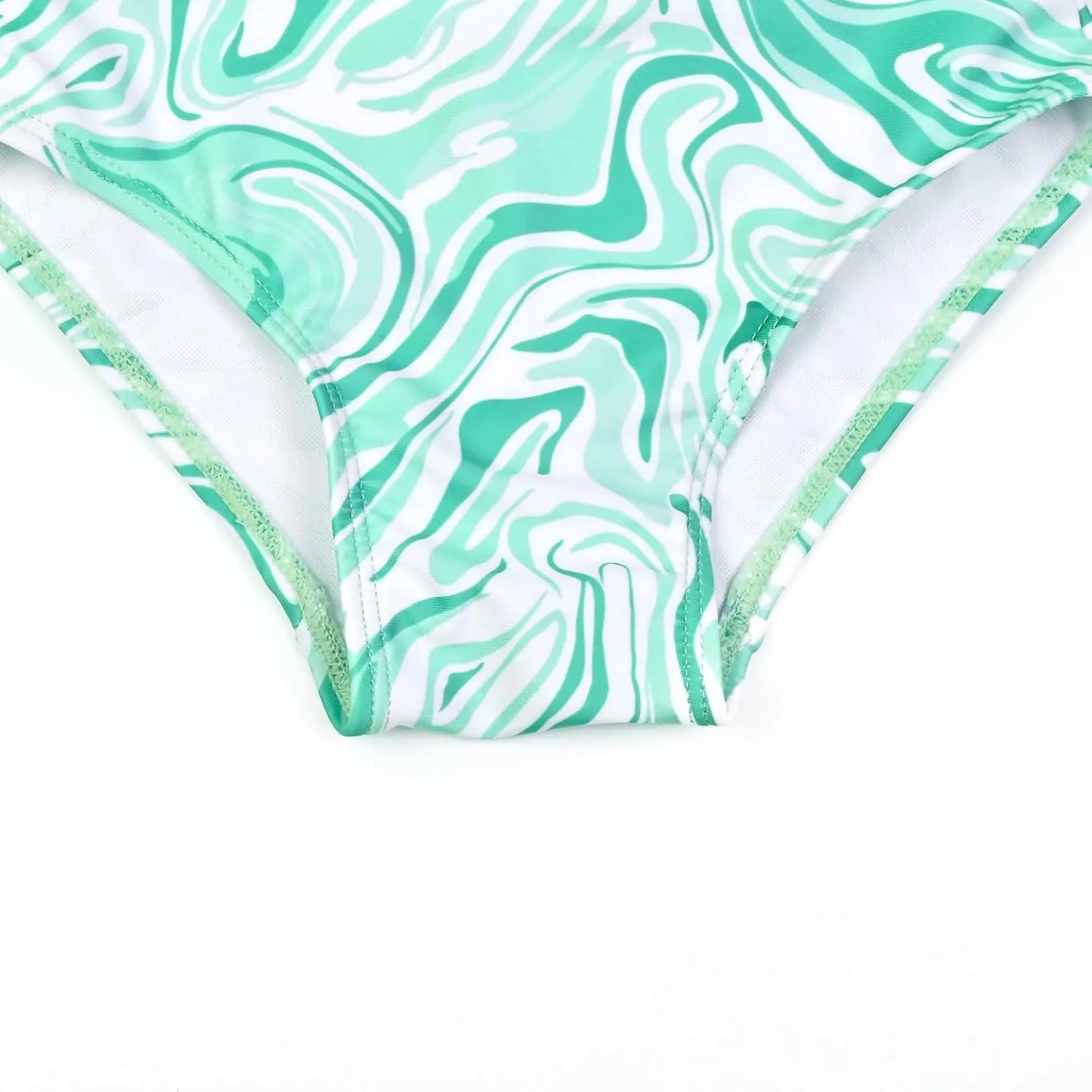 Perfashion Girls' Two-Piece Swimsuits Tankini Sets Swimwear Bathing Suit Beach Sport