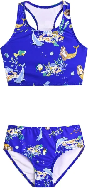 Perfashion Girls' Two-Piece Swimsuits Tankini Sets Swimwear Bathing Suit Beach Sport
