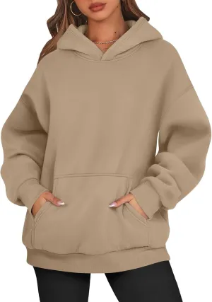 PETYCZEN Womens Hoodies Oversized Long Sleeve Drop Shoulder Hooded Sweatshirt Casual Fleece Sweaters Drawstring Pullover Tops