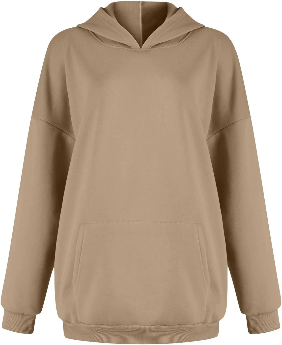 PETYCZEN Womens Hoodies Oversized Long Sleeve Drop Shoulder Hooded Sweatshirt Casual Fleece Sweaters Drawstring Pullover Tops