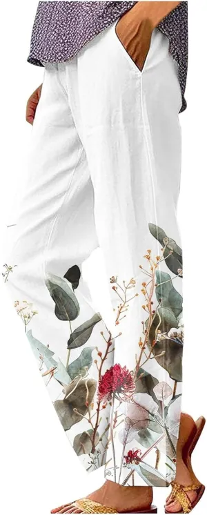 Plus Size Women Linen Pants Spring Elastic Pants for Women Trendy Palazzo Pants for Petite Women