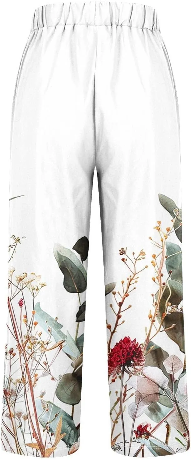Plus Size Women Linen Pants Spring Elastic Pants for Women Trendy Palazzo Pants for Petite Women