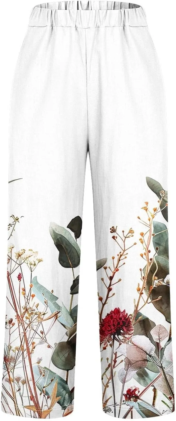 Plus Size Women Linen Pants Spring Elastic Pants for Women Trendy Palazzo Pants for Petite Women