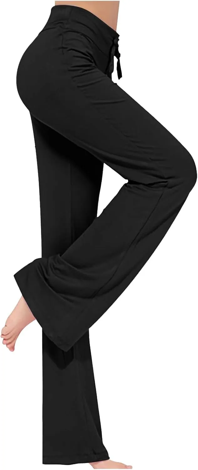 Plus Size Yoga Pants for Women 2024 Casual Drawstring Elastic High Waist Wide Leg Workout Pants Loose Comfy Trousers