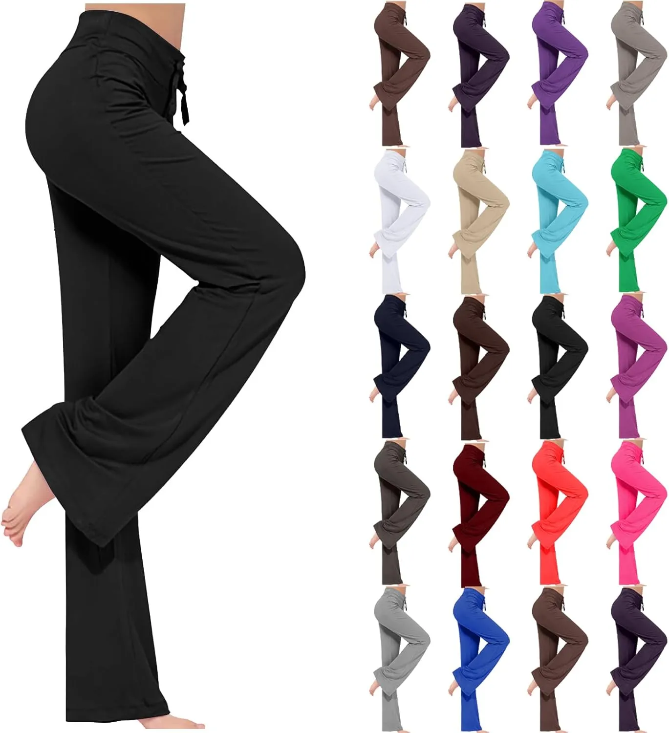 Plus Size Yoga Pants for Women 2024 Casual Drawstring Elastic High Waist Wide Leg Workout Pants Loose Comfy Trousers