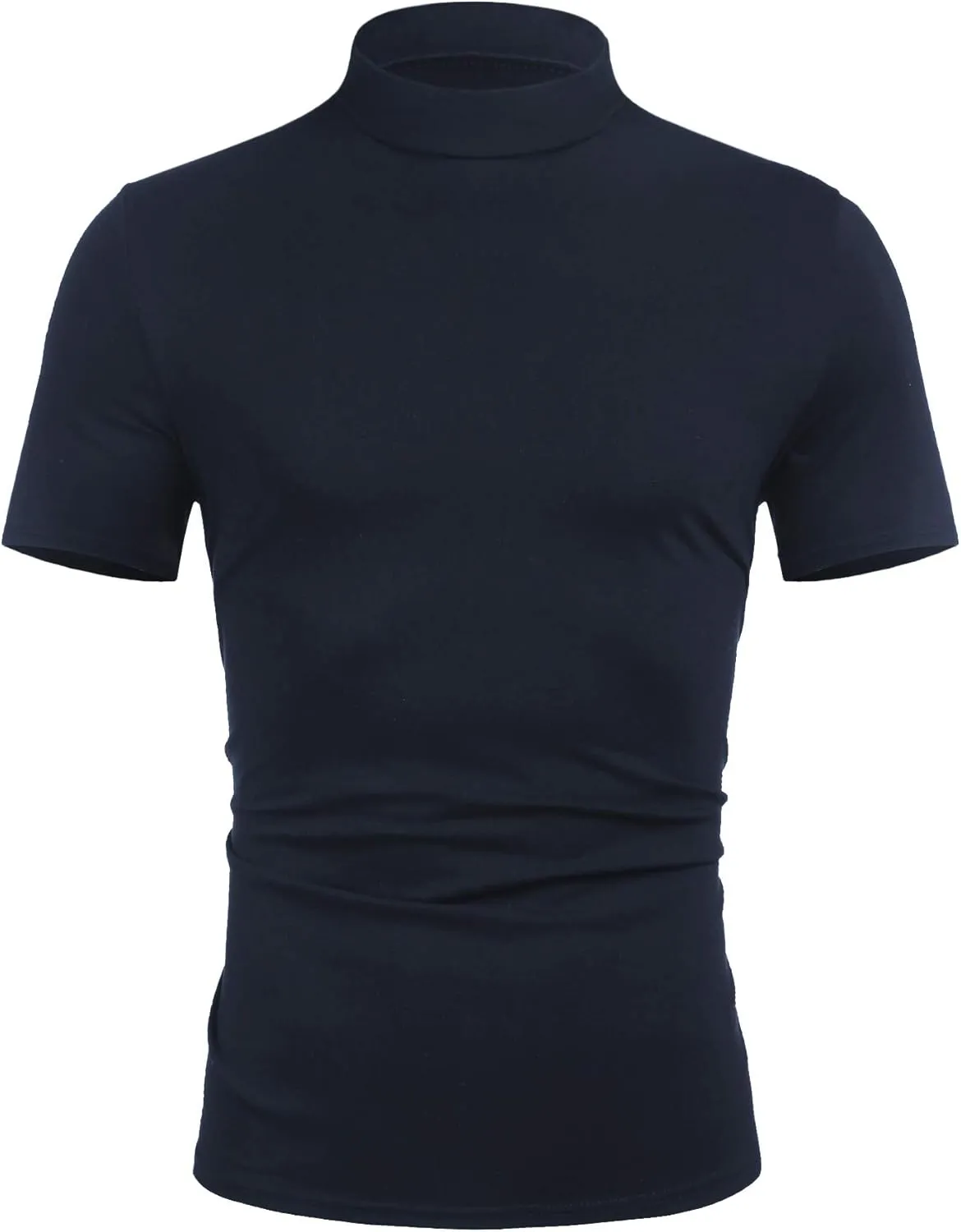Poriff Mens Casual Turtleneck Mock Neck T Shirt Slim Fit Short Sleeve Summer Basic Tops