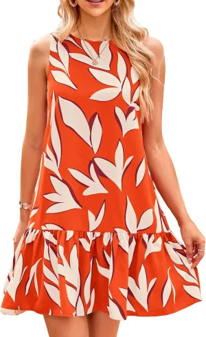 PRETTYGARDEN Women's 2025 Summer Boho Floral Mini Dress Sleeveless Backless Short Wedding Guest Beach Vacation Sundresses