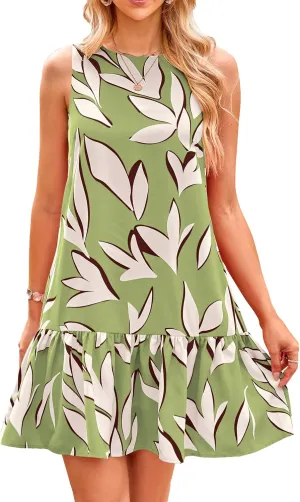PRETTYGARDEN Women's 2025 Summer Boho Floral Mini Dress Sleeveless Backless Short Wedding Guest Beach Vacation Sundresses