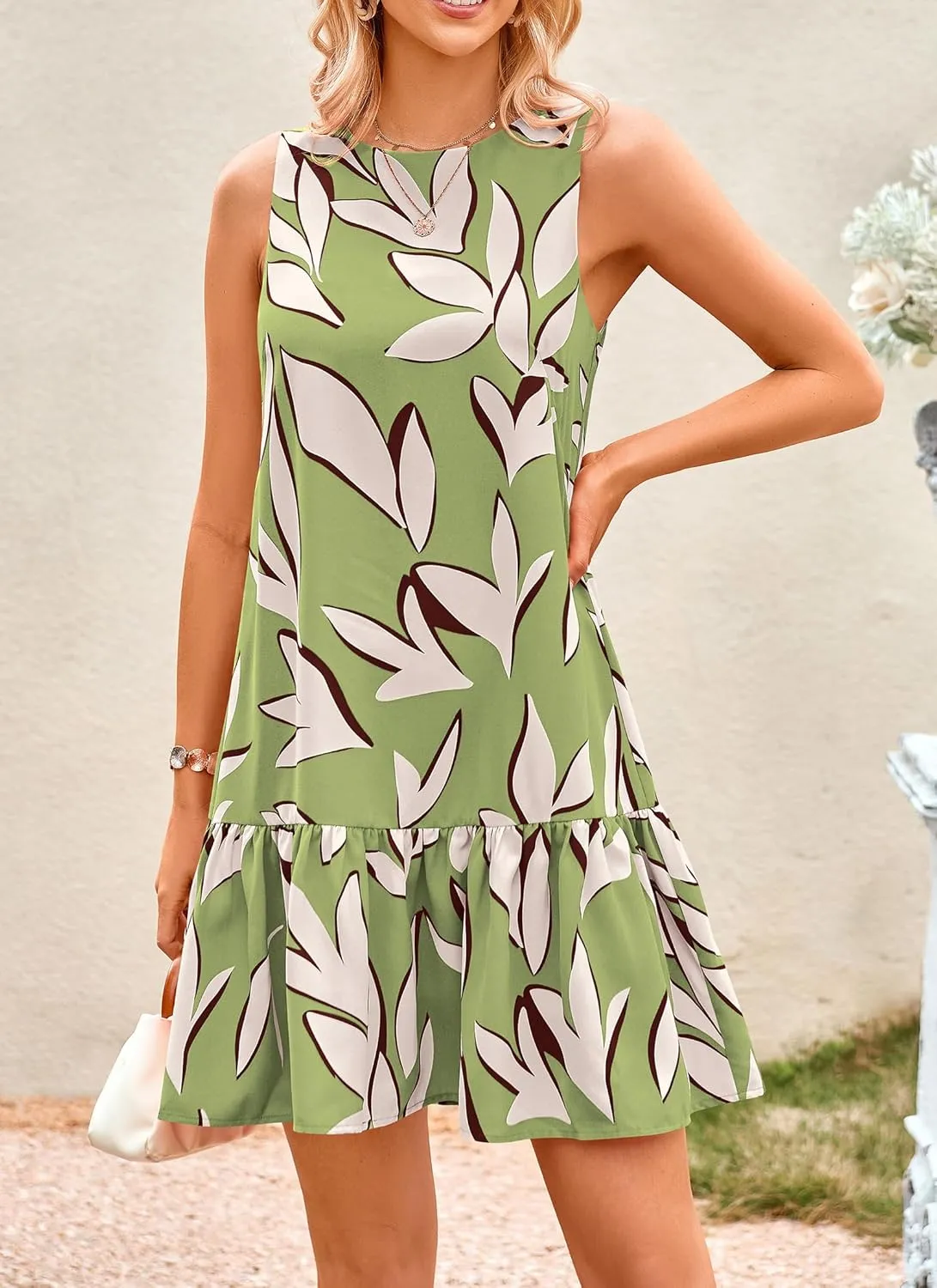 PRETTYGARDEN Women's 2025 Summer Boho Floral Mini Dress Sleeveless Backless Short Wedding Guest Beach Vacation Sundresses