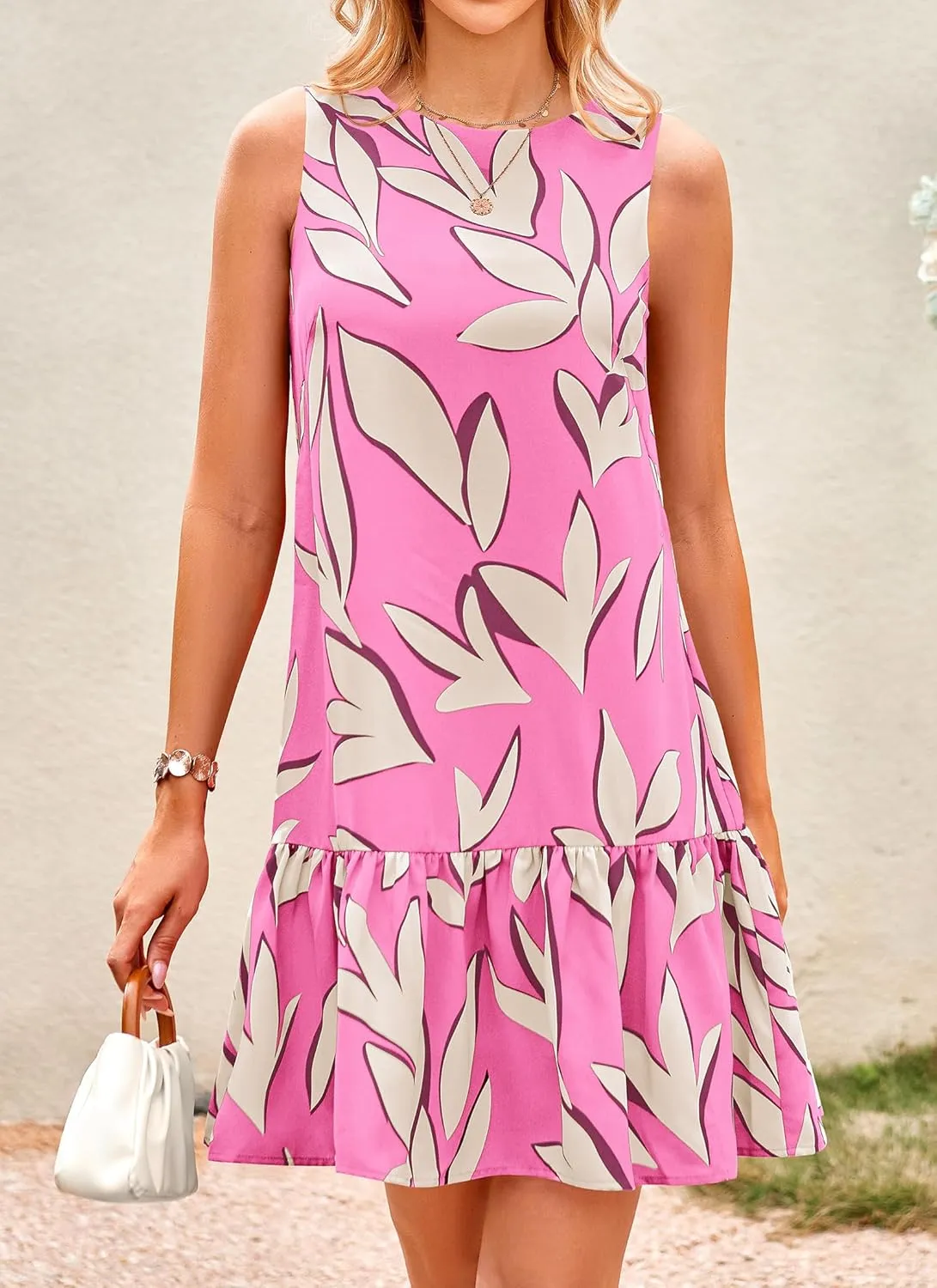 PRETTYGARDEN Women's 2025 Summer Boho Floral Mini Dress Sleeveless Backless Short Wedding Guest Beach Vacation Sundresses