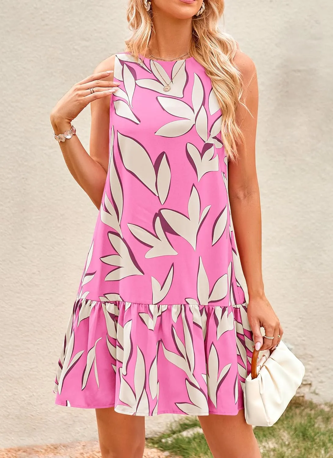 PRETTYGARDEN Women's 2025 Summer Boho Floral Mini Dress Sleeveless Backless Short Wedding Guest Beach Vacation Sundresses