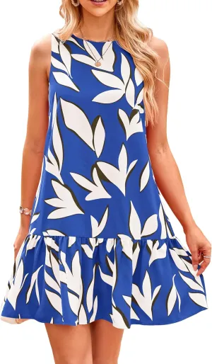 PRETTYGARDEN Women's 2025 Summer Boho Floral Mini Dress Sleeveless Backless Short Wedding Guest Beach Vacation Sundresses