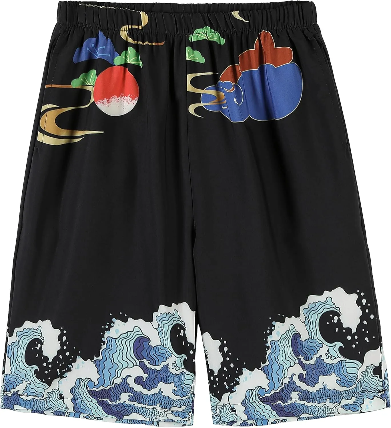 PRIJOUHE Mens Japanese Kimono Coat Suits Loose Open Front Seven Sleeve Kimono Cardigan Jacket with Shorts