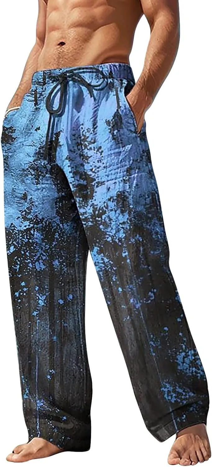 QWENTMTNTY Elastic Waist Pants Men Beach Outfits for Men Men's Slim Fit Cargo Pants Mens Straight Leg Pants Low Waist Pants