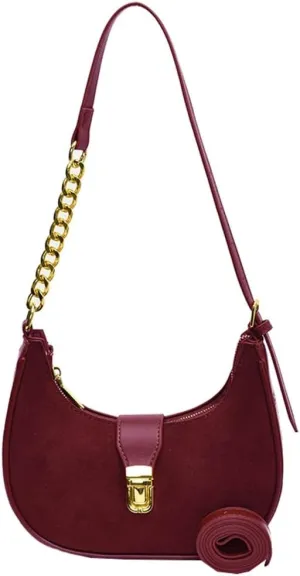 Retro Shoulder Bag for Women Leather Suede Underarm Purse Handbag Fall Winter Spring Travel Shopping Work Travel 2024