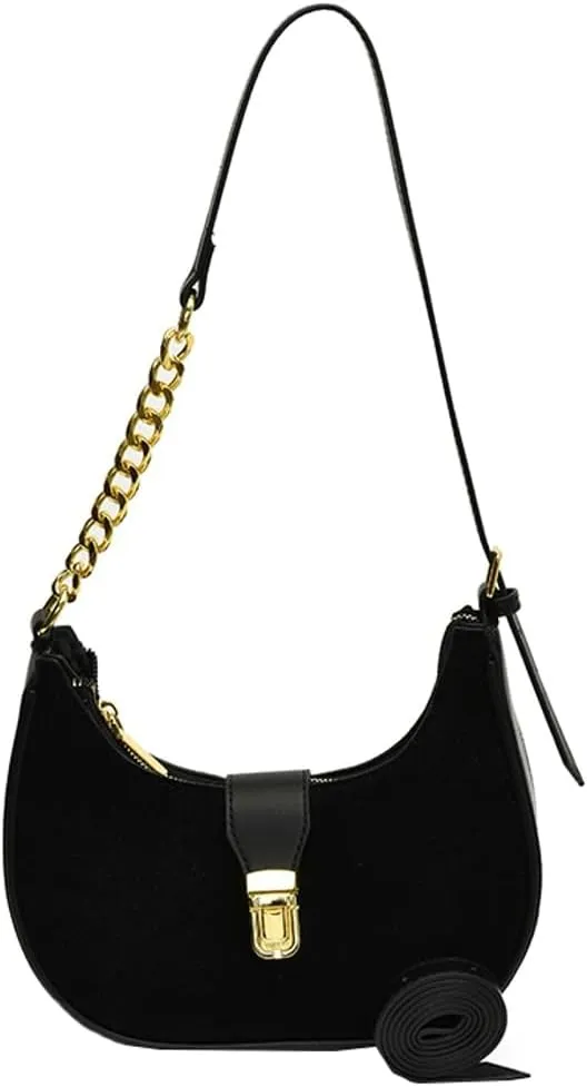 Retro Shoulder Bag for Women Leather Suede Underarm Purse Handbag Fall Winter Spring Travel Shopping Work Travel 2024