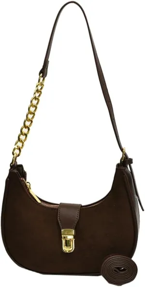 Retro Shoulder Bag for Women Leather Suede Underarm Purse Handbag Fall Winter Spring Travel Shopping Work Travel 2024