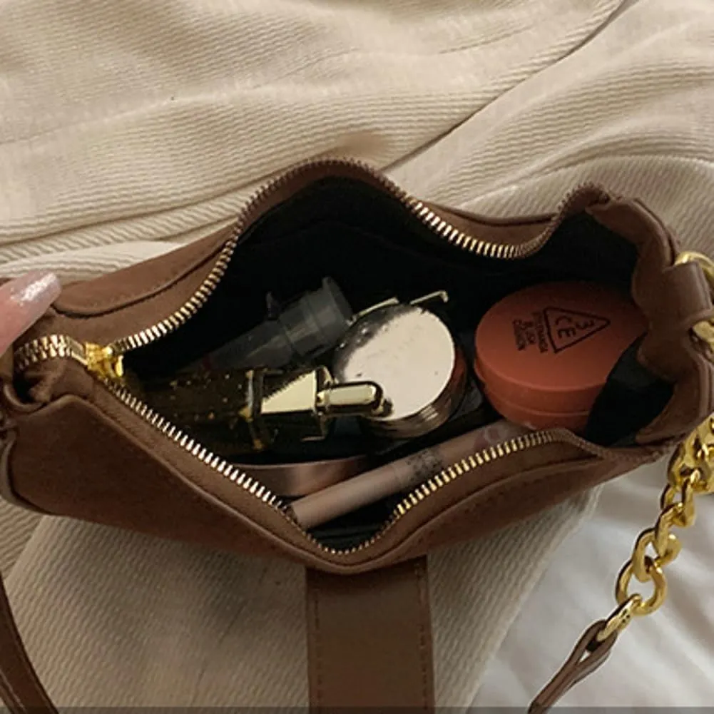 Retro Shoulder Bag for Women Leather Suede Underarm Purse Handbag Fall Winter Spring Travel Shopping Work Travel 2024