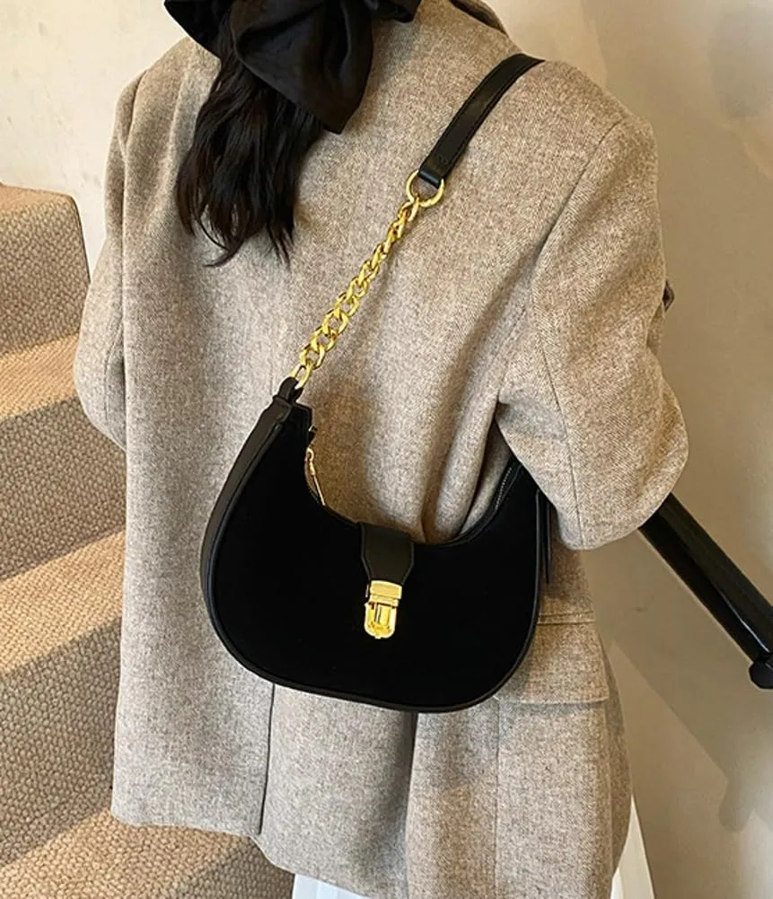 Retro Shoulder Bag for Women Leather Suede Underarm Purse Handbag Fall Winter Spring Travel Shopping Work Travel 2024