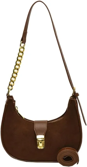 Retro Shoulder Bag for Women Leather Suede Underarm Purse Handbag Fall Winter Spring Travel Shopping Work Travel 2024