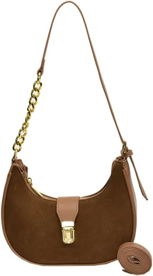 Retro Shoulder Bag for Women Leather Suede Underarm Purse Handbag Fall Winter Spring Travel Shopping Work Travel 2024