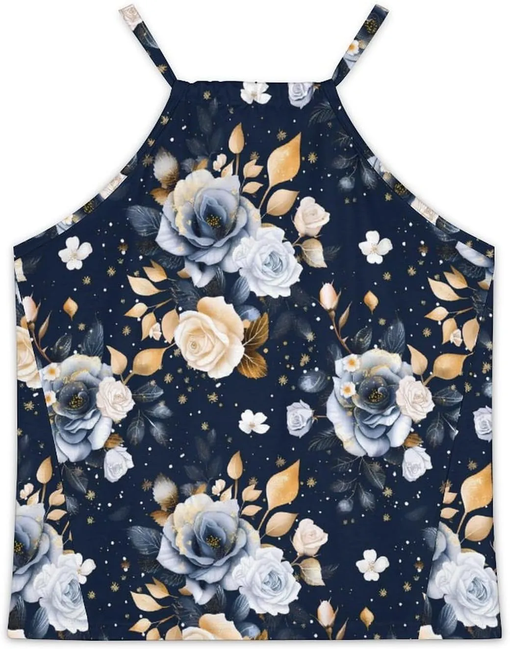 Rose Flowers Women's Tank Top Sleeveless Spaghetti Straps Tie Back Print T-shirt Tops
