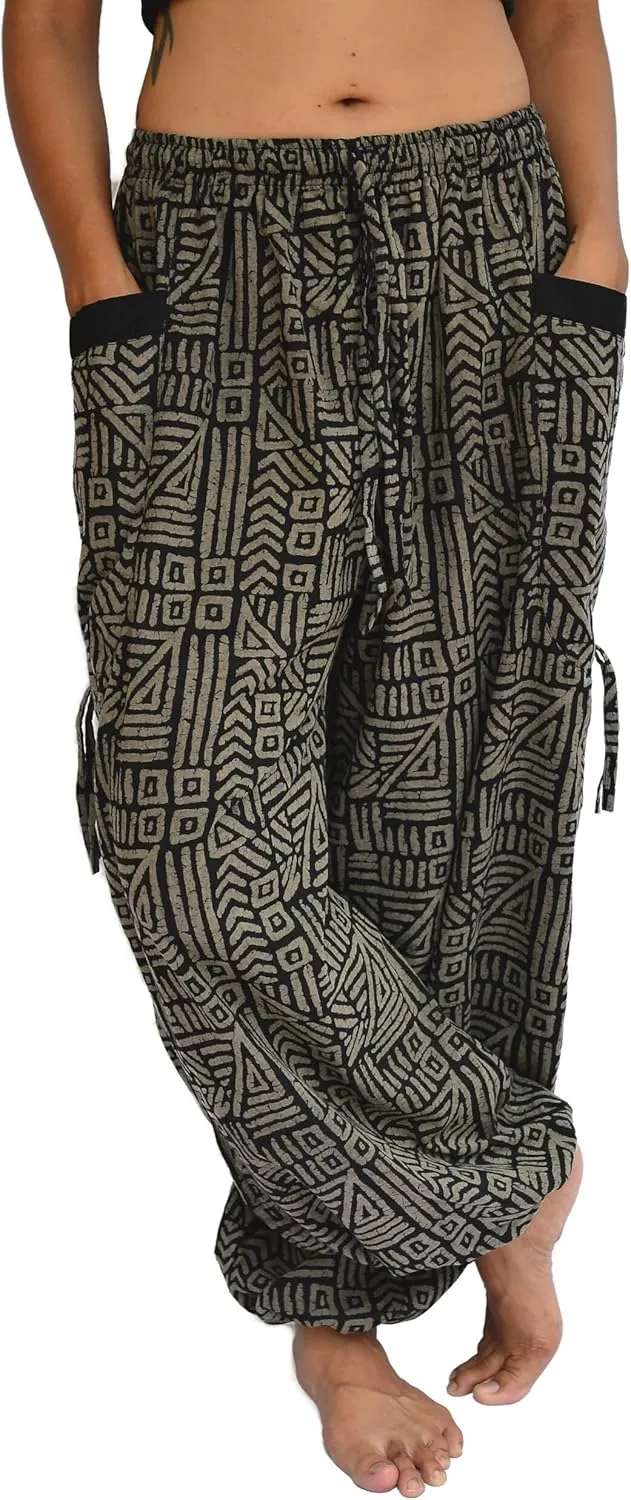 Sakoonee Yoga Lounge Pants Men Women Casual Baggy Trousers Adjustable Length 2 Pockets One Size, Elastic Waist