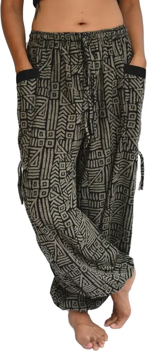 Sakoonee Yoga Lounge Pants Men Women Casual Baggy Trousers Adjustable Length 2 Pockets One Size, Elastic Waist