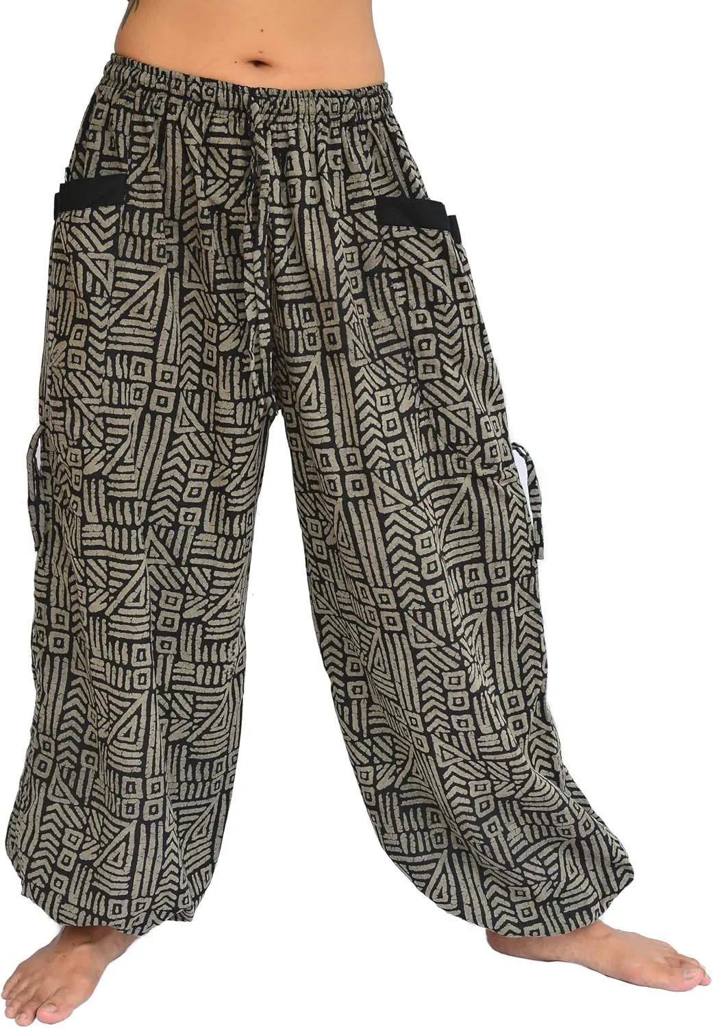 Sakoonee Yoga Lounge Pants Men Women Casual Baggy Trousers Adjustable Length 2 Pockets One Size, Elastic Waist