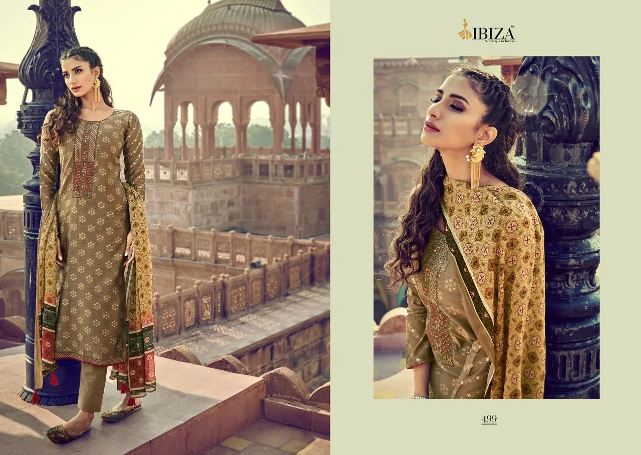 Sanskruti Silk Mills Presents Ibiza Patola Banarasi Designer Dress Material