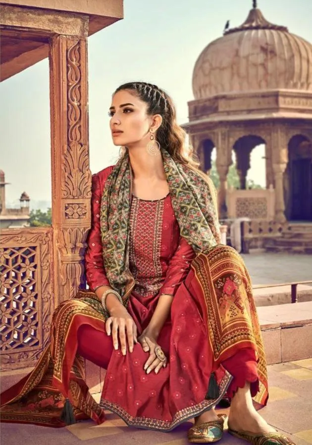 Sanskruti Silk Mills Presents Ibiza Patola Banarasi Designer Dress Material