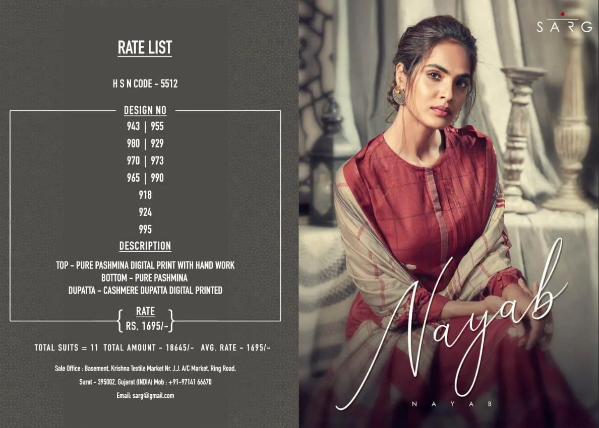 Sarg Presents Nayab Pashmina Printed Fancy Designer Salwar Kameez