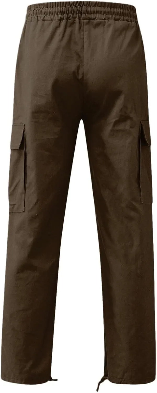 sdbrld Cargo Pants For Men Mens Casual Relaxed Fit Beach Pants Streetwear Baggy Trousers Cargo Pants with Zipper Pockets