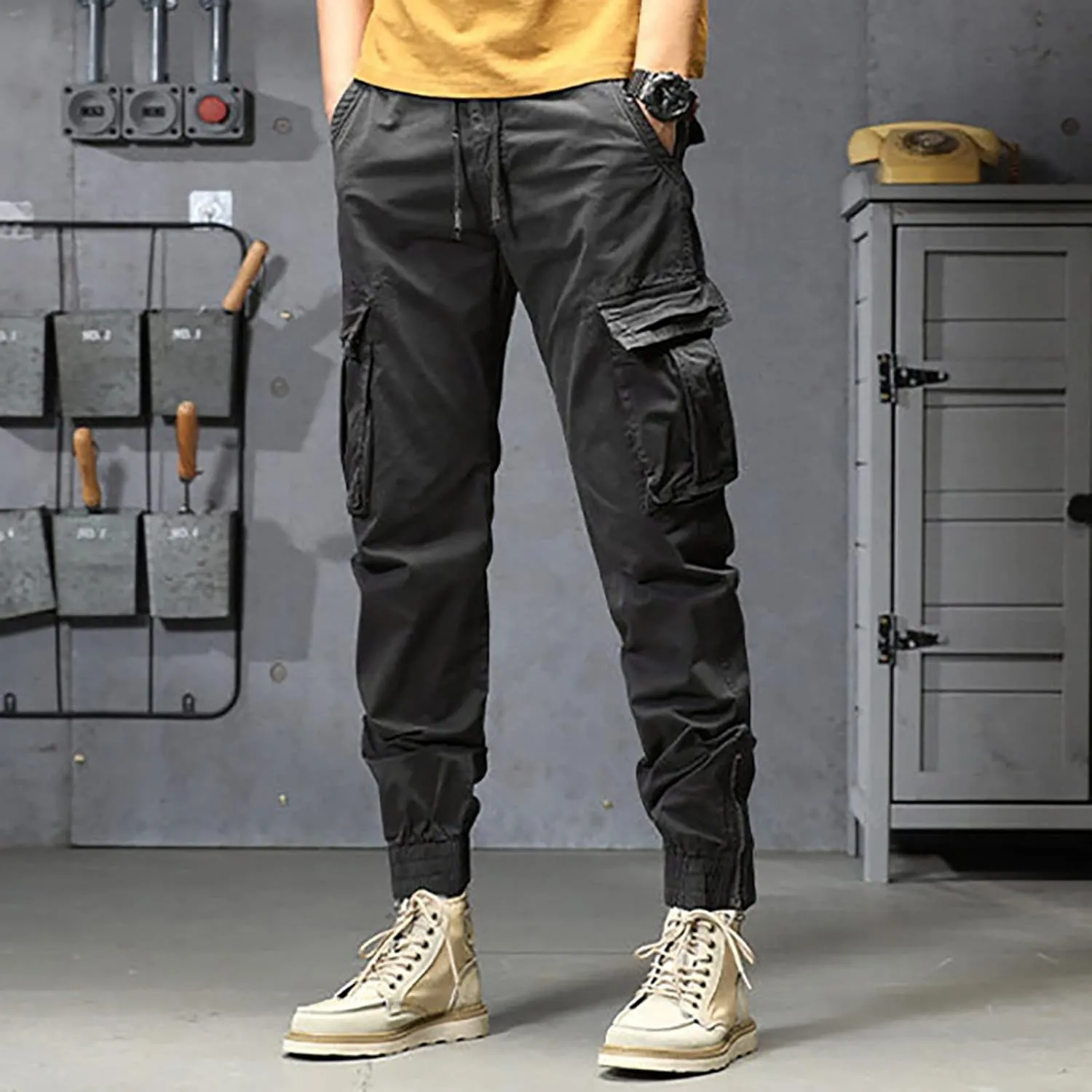 sdbrld Cargo Pants For Men Mens Ripstop Tactical Pants Casual Lightweight Outdoor Hiking Water Resistant Pants with Pockets