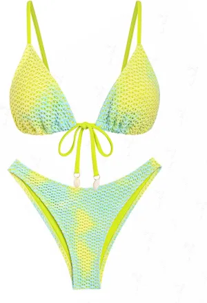 seamoly Womens Bikini Sets Two Piece Swimsuit Fruit Cherry Print Triangle Cheeky Bikini Set