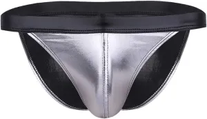 SENMIAO-Clothing Mens Thongs and G-strings Underwear Lingerie Patent Leather Low Rise Bulge Pouch Bikini Briefs