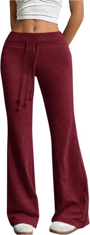 SHENHE Women's Drawstring Waist Bell Bottom Flare Leg Sweatpants Sports Causal Pants