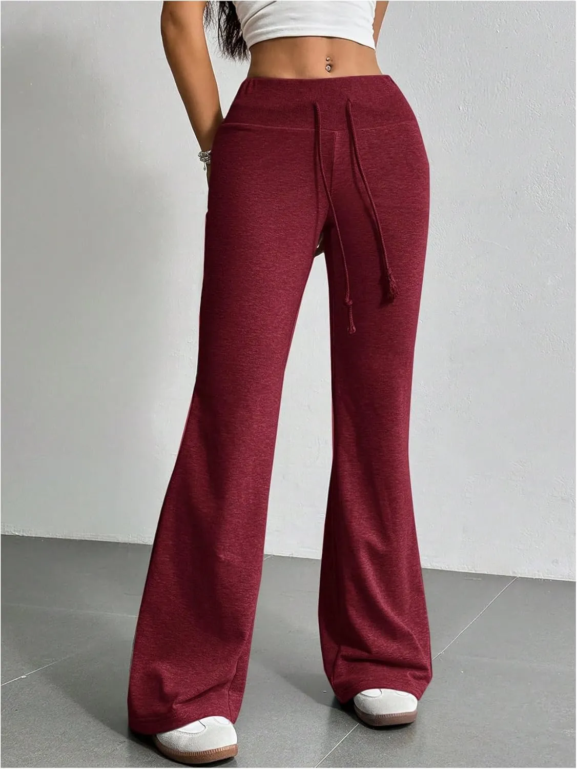 SHENHE Women's Drawstring Waist Bell Bottom Flare Leg Sweatpants Sports Causal Pants